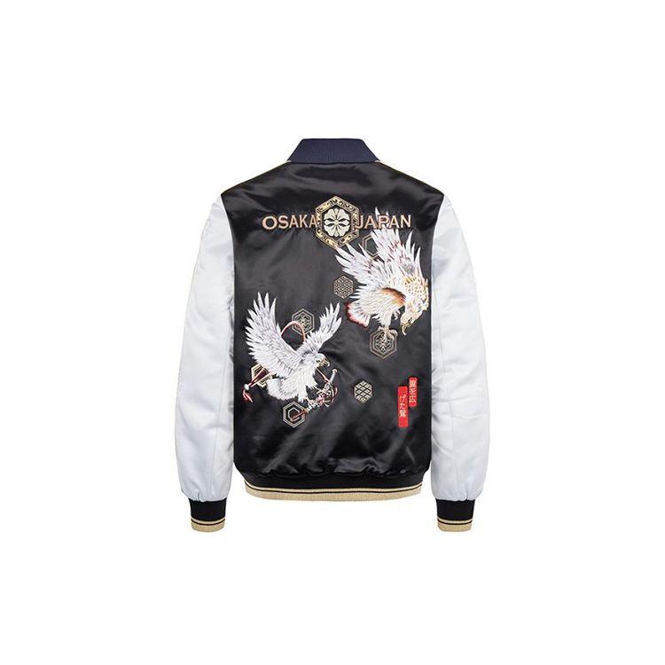 Fukujin Evisu Double Eagle Pattern And Family Flower Embroidery Jacquard Splicing Comfortable Jacket Men Jacket Black 2EAHTM0JK708XXNYBK
