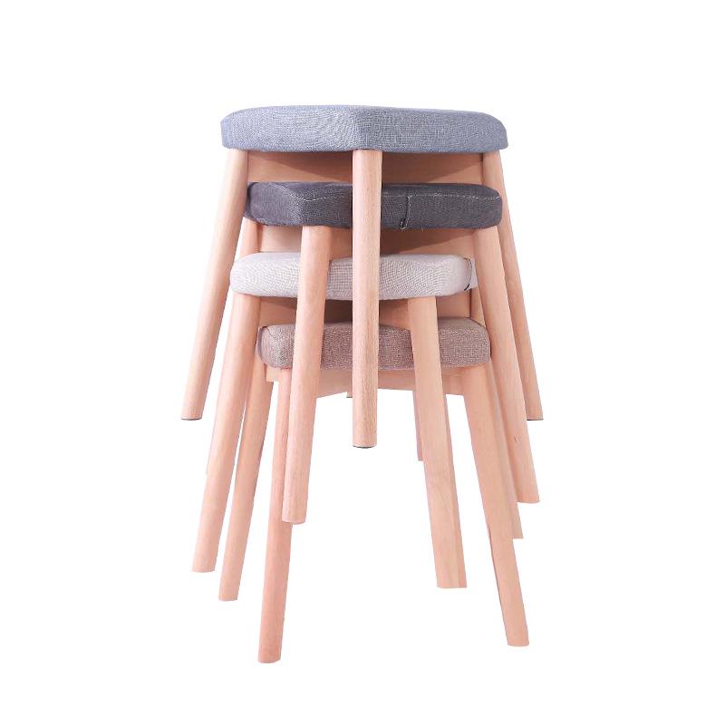 Modern Light Luxury Solid Wood Dressing Stool for Bedroom Makeup Table