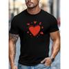 European Size Men's Summer Casual Round Neck Short Sleeve T-Shirt with Heart Pattern