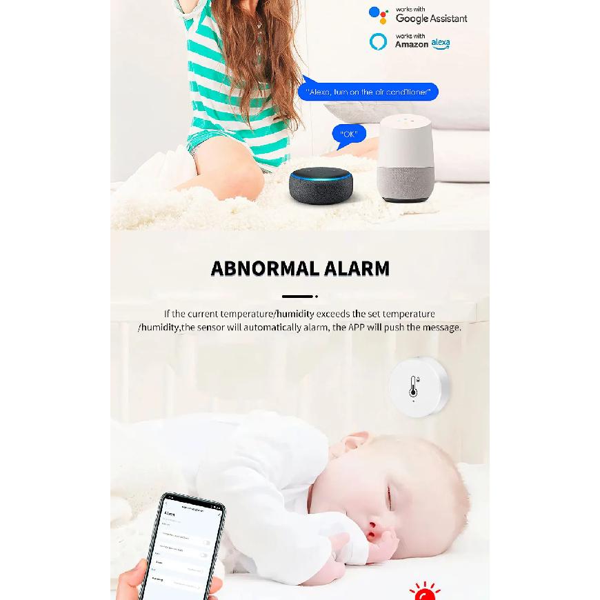 Tuya ZigBee Real Time Temperature And Humidity Sensor Work With Alexa Google Home Smart Home Smart Life/Tuya Smart App Control