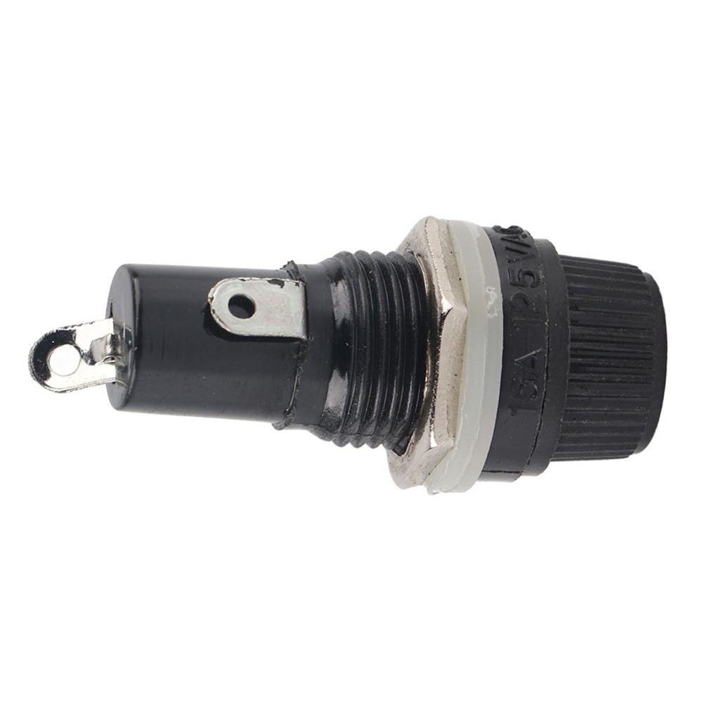 10PCS Black Electrical Screw Holder Durable Flat Tube Type Fusehold  Electronic Equipment