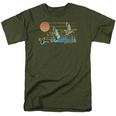 26 Wild Wings Three Ducks T Shirt Mens Licensed Duck Tee Military Green Unisex T-Shirt