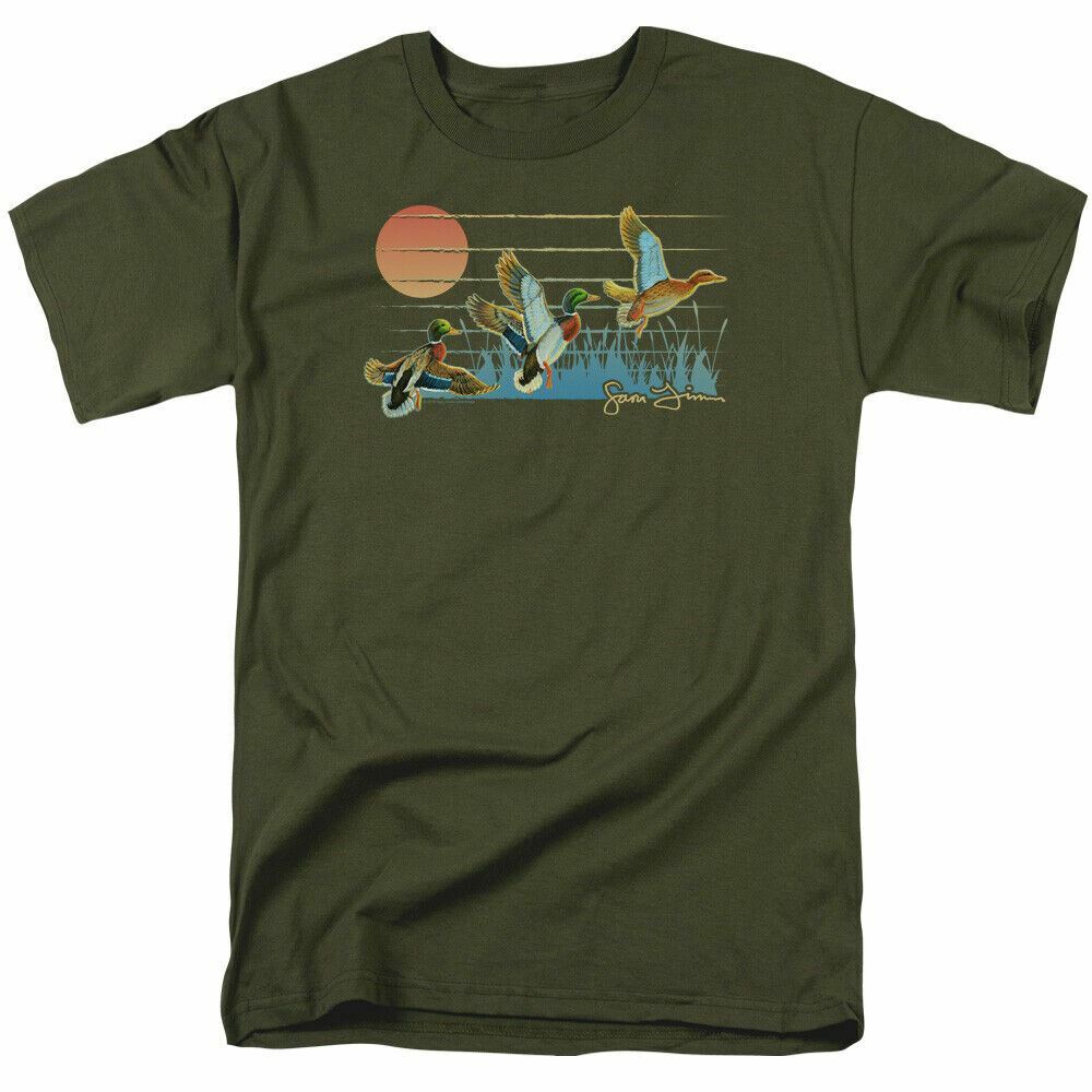 

26 Wild Wings Three Ducks T Shirt Mens Licensed Duck Tee Military Green Unisex T-Shirt M