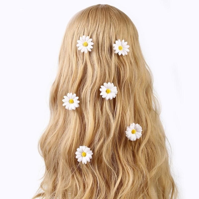 Festival Sunflower Hair Clip Set of 6 for Women Girl Fashion Daisy Hair Barrettes Side Hair Pin Party Hair Styling Tool