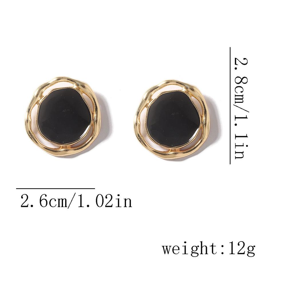 Niche creative design sense dopamine multi-color irregular geometric circular alloy oil drip beautiful women's earrings