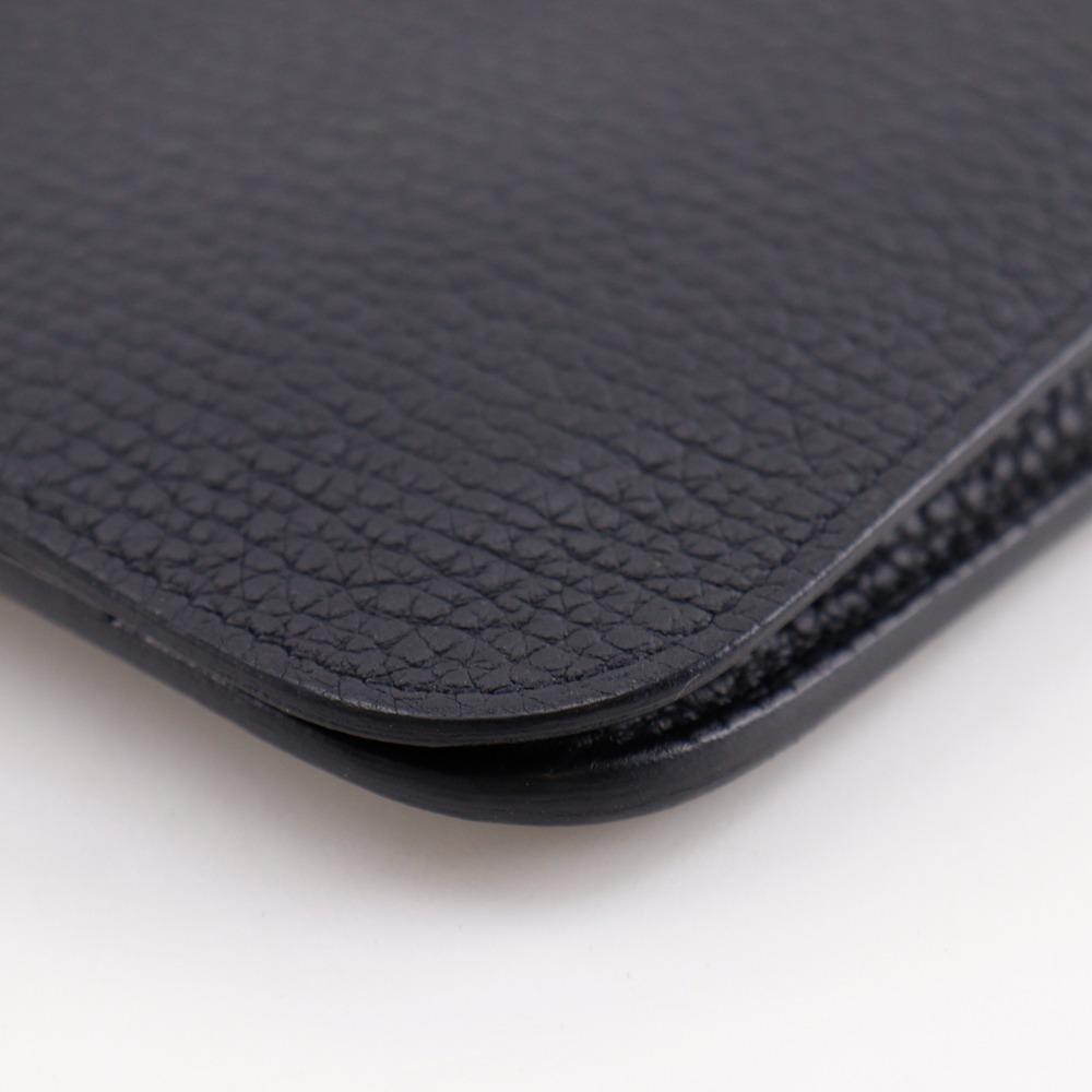 HERMES Dogon Duo Purse black Togo unisex Used