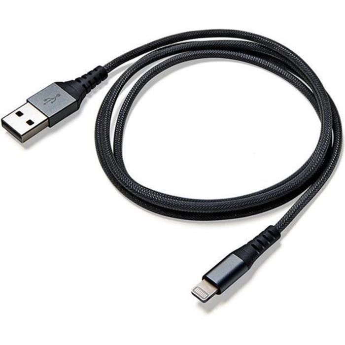 Braided Lightning vers câble USB 0,25 mètre Noir Celly