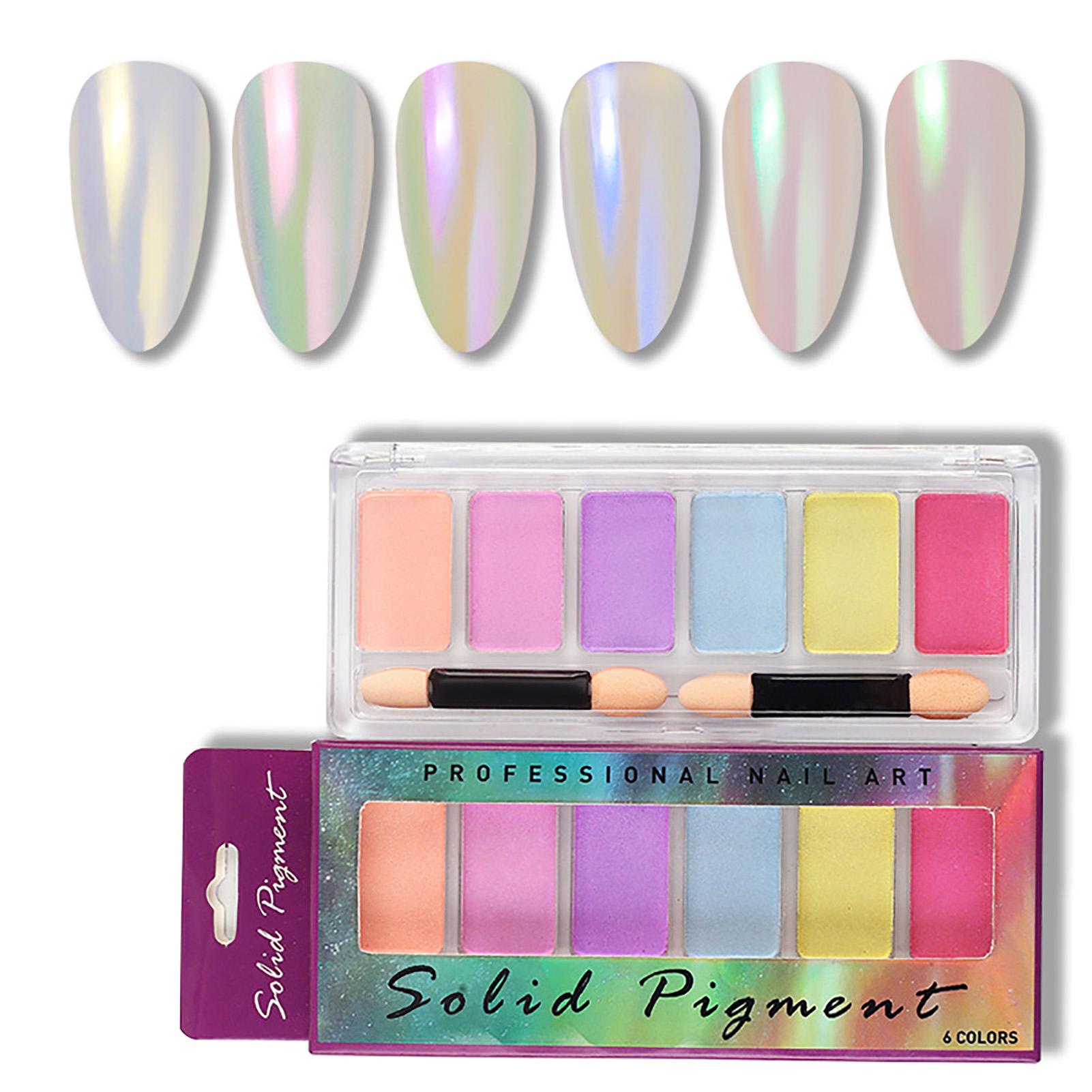 

Nail Powder 6 Colors Solid High Brightness High Temperature Resistant Nail Art Mirror Glitter