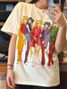 Beautiful Girl Warrior Retro Style Cartoon Printed Short Sleeved Tshirt For Couples Trendy Loose Round Neck Comfortable Top