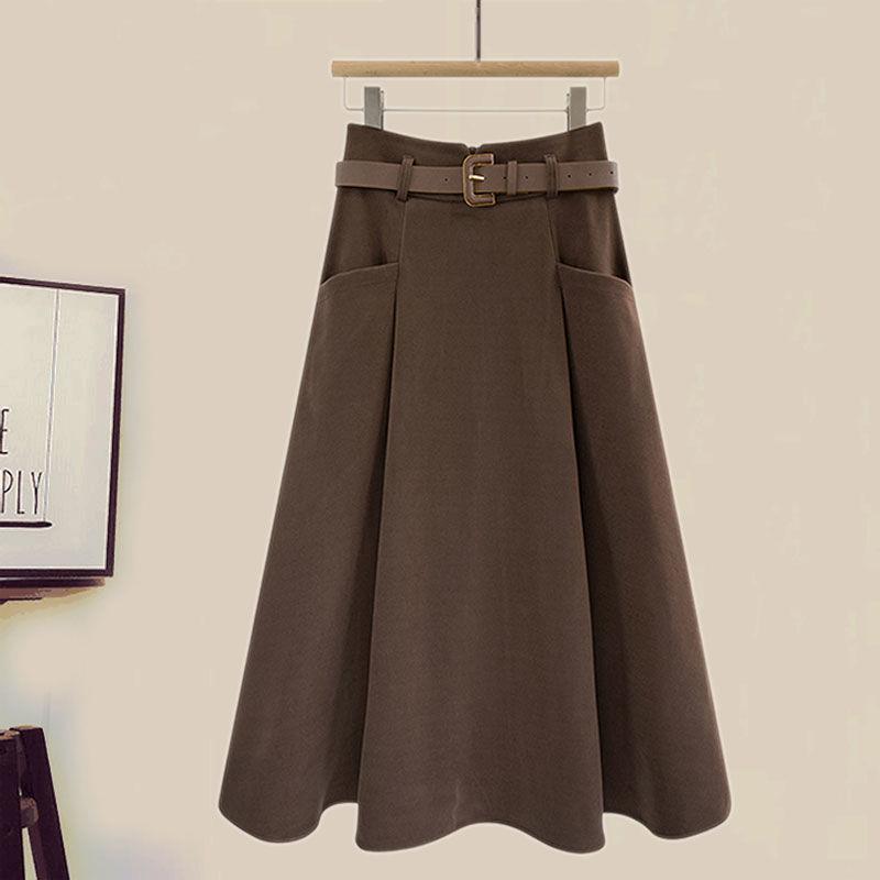 Autumn Women's Suit New Fashion Temperament Age-reducing Knitted Top Slimming Skirt Two-piece Set