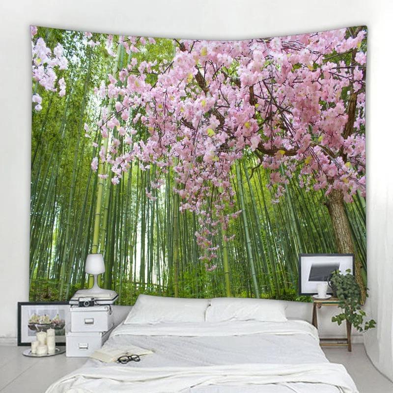 Bohemian Zimmerdekor Natürliches Wandbehang Mandala Gartenszene Psychedelischer Teppich Hippie Schlafzimmer Stoffteppich