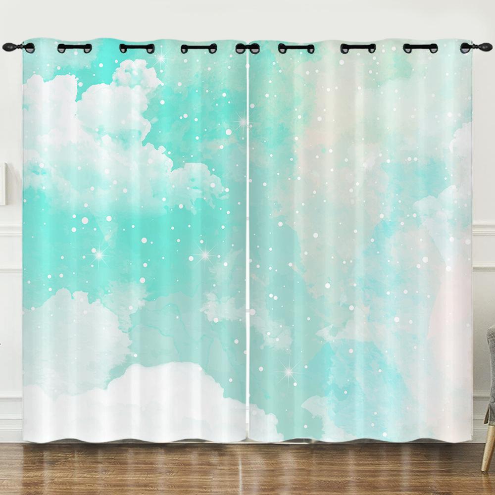 Curtain Color Highlight 3D Digital Printing Blackout Curtain Punching