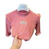 Girls' Autumn/Winter Velvet Fly Sleeve Top - Korean Style Semi-High Neck for Middle & Big Girls