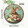 Metal Wall Art Rabbit Flower Spring Round 2D Aluminum for Living Room