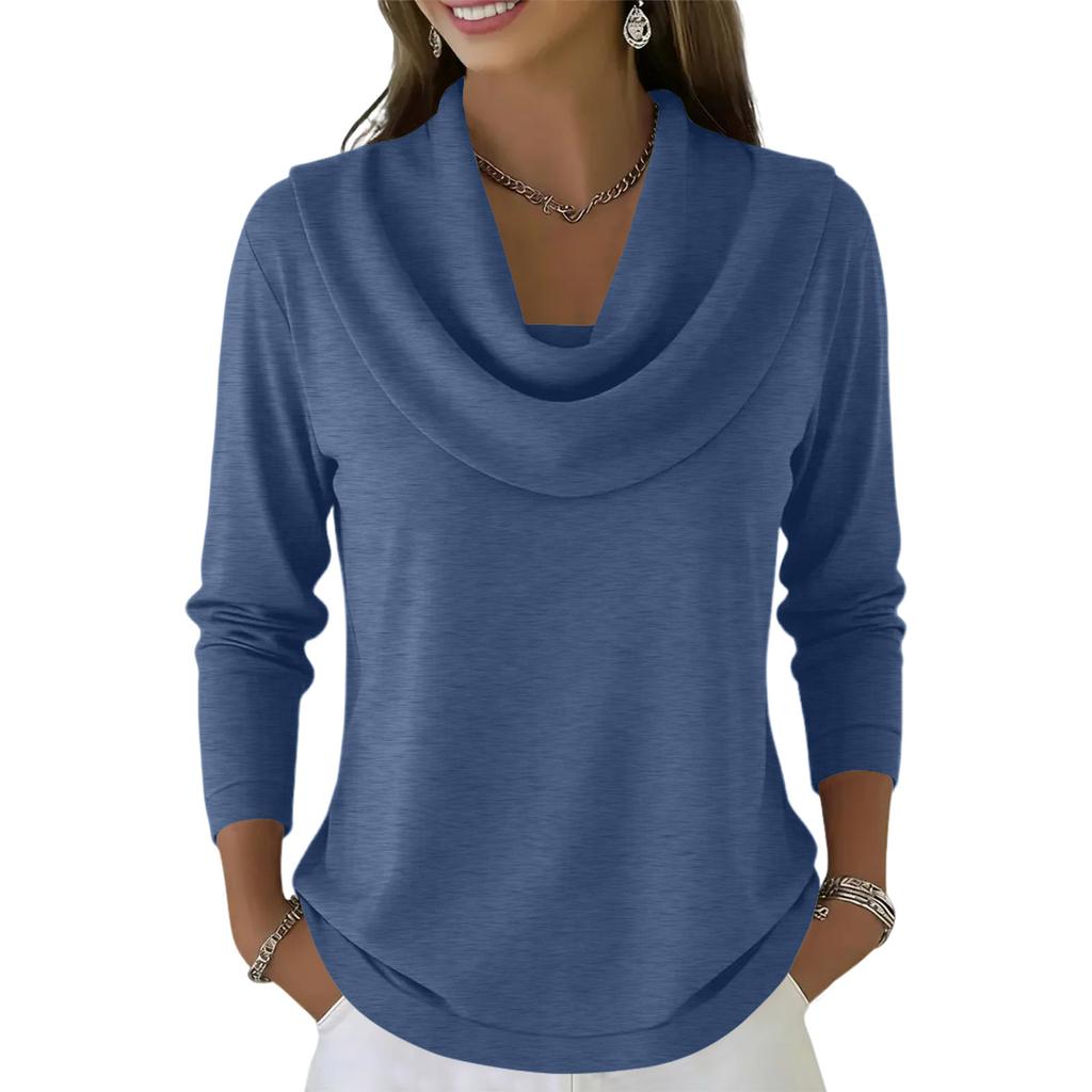 Women's Casual And Fashionable Round Neck Long Sleeved  Solid Color Top Sweater