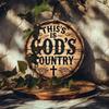 Rustproof Waterproof God's Country Round Metal Sign Home Wall Decor Coffee Shop Bedroom Gift