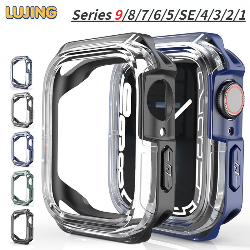 

ТПУ + прозрачный чехол для ПК для Apple Watch ultra2 9 8 7 6 SE 5 4 3 рамка-бампер защитный чехол для экрана для iWatch 40 мм/41 мм/42 мм/44 мм/45 мм/49 мм for apple watch 40mm