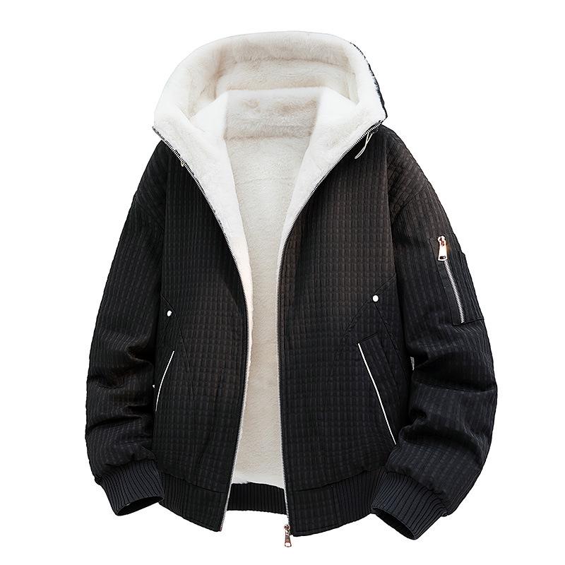 

Men s Plus Size Winter Hooded Jacket - Plaid Patchwork, Tie-dye Casual Cotton Outerwear 4XL