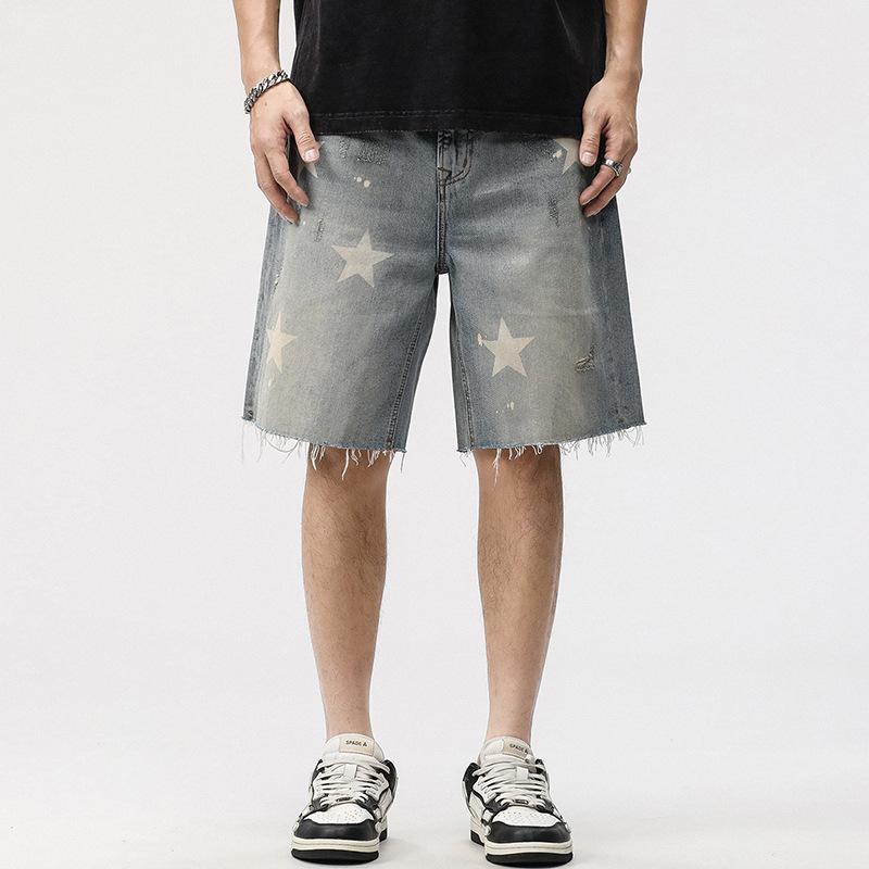 

Летние Ретро Американские Джинсовые Мужские Уличные Свободные Прямые Шорты 38