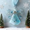 6 Colors Sea Glass Angel Xmas Tree Ornaments, 2D Flat Crystal Acrylic Angel Crafts Christmas Tree Hanging Ornament Holiday Decor
