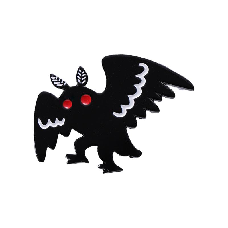 Mothman Emaille-Pins Benutzerdefiniert Rotes Auge Unsichtbare Kreatur Tier Broschen Anstecknadeln Punk Gothic Schmuck Geschenk für Freunde