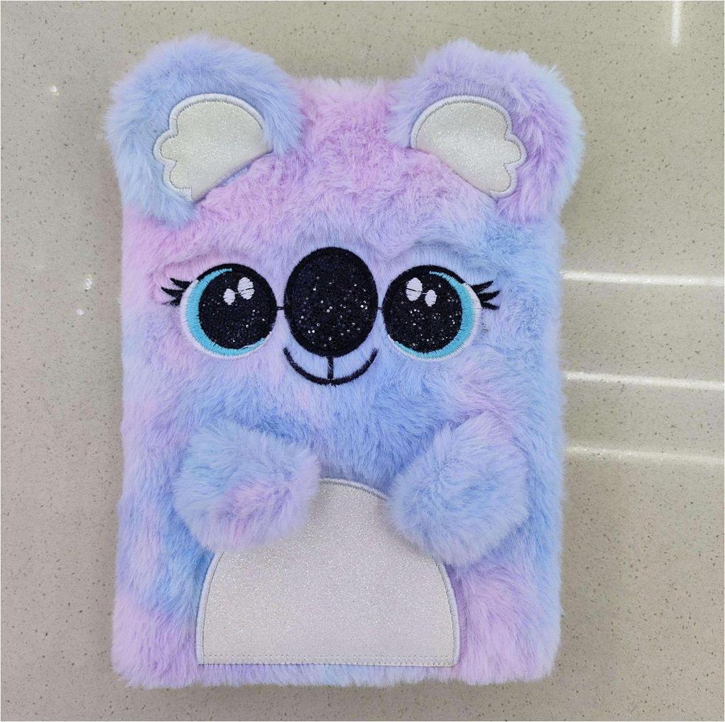 Embroidered Cute Cartoon A5 Plush Notebook - Great Gift for Students and Planners