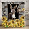 Vibrant Donkey Sunflower Shower Drapery - Machine Washable, Gift Polyester Fabric with Hooks Included - Perfect for Bathroom Dec