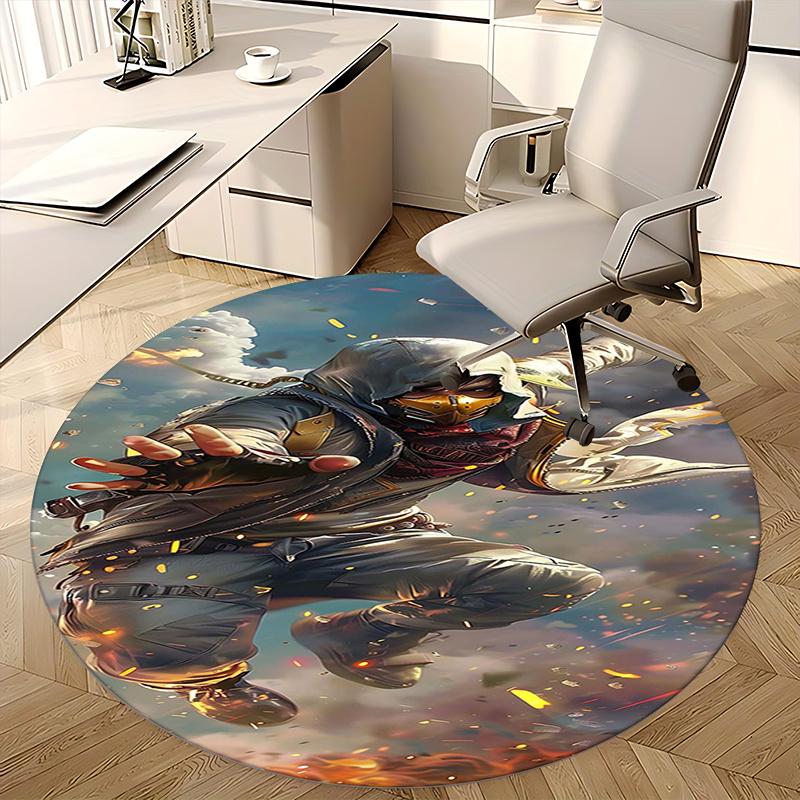 Mortal Kombat,Sub Zero Chair mat Round Rug Office carpet, Machine Washable, Non slip, Suitable for Living Rooms, Bedrooms