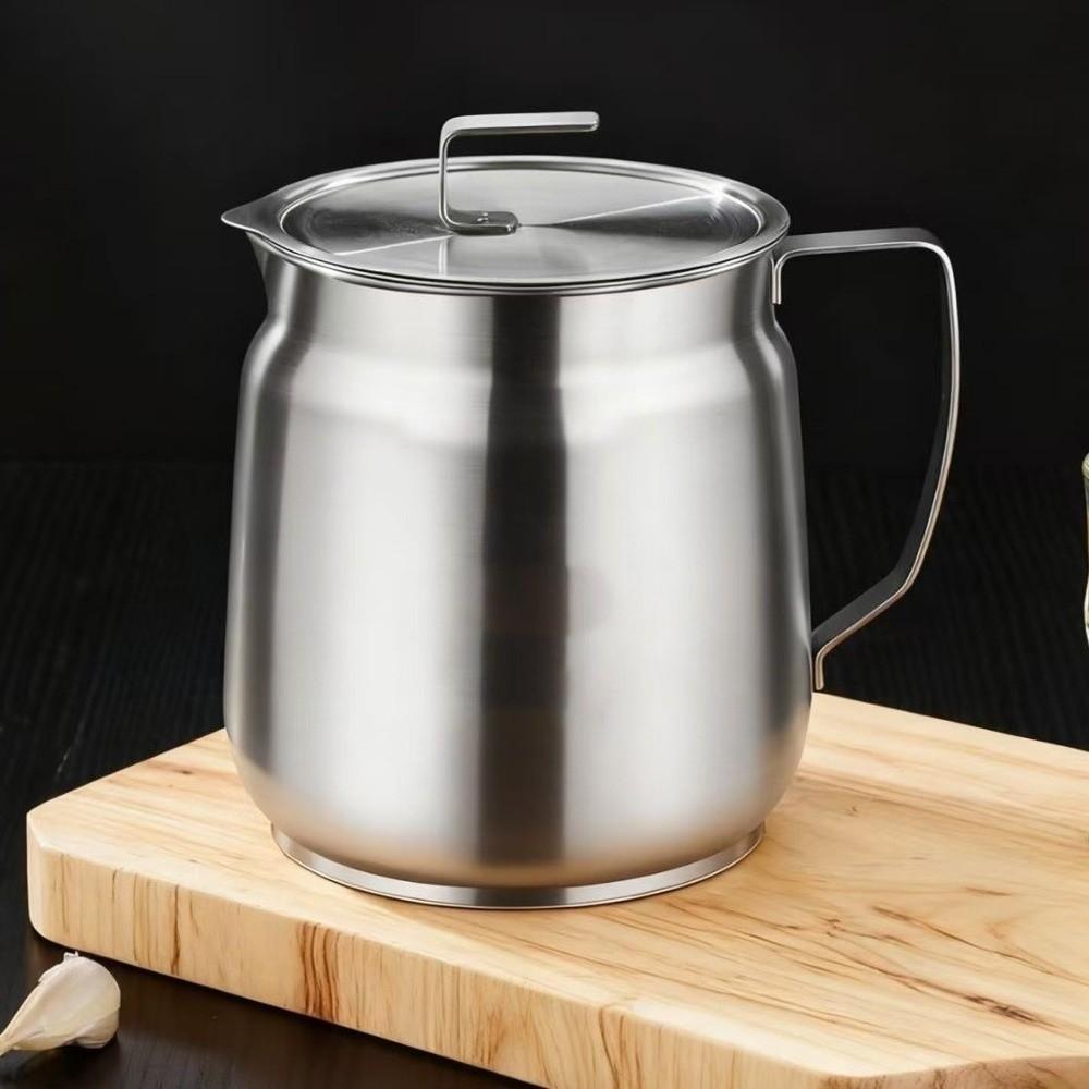 With Strainer Stainless Steel Oil Kettle 1.5/2L Grease Container Filter Oil Pitcher Deep Frying