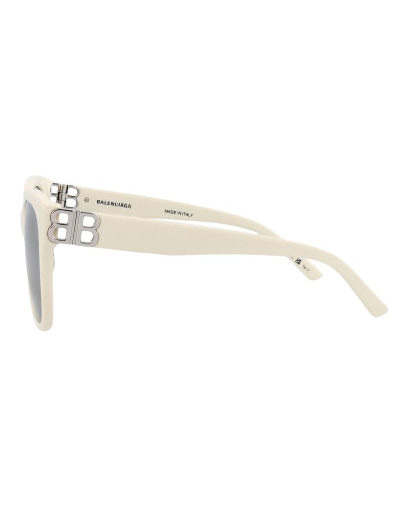 Balenciaga Sunglasses with Mirrored Asian BB0102SA and Gray Women's Lenses, Fit, 016, White, Silver,