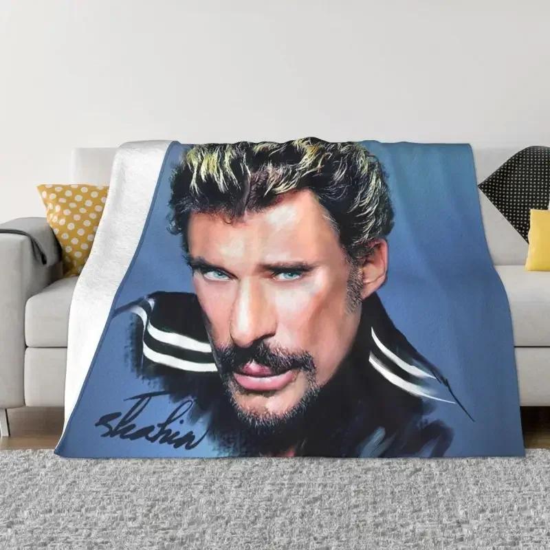 Johnny Hallyday Decken, warmer Flanell, französischer Sänger, Überwurf, Decke für Sofa, Büro, Tagesdecken