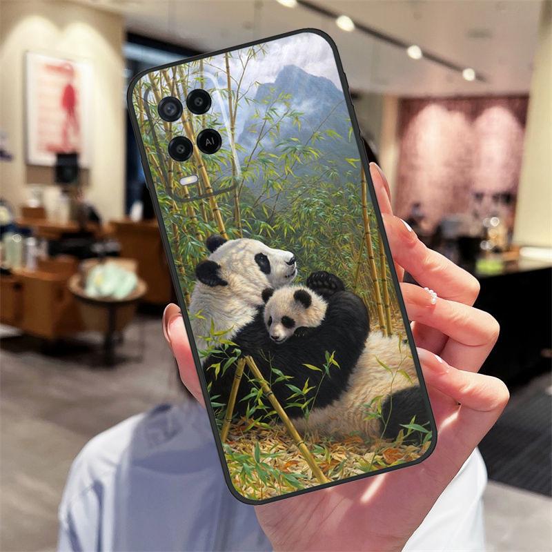 Cartoon Niedlicher Panda Bär Hülle Für Oppo A40 A60 A80 A18 A38 A58 A78 A98 A16 A76 A96 A15 A17 A77 A74 A94 A54 A57S Abdeckung