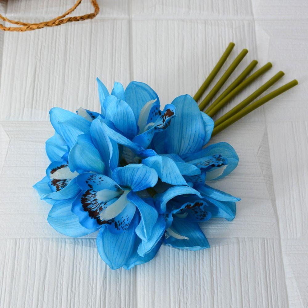 6 Heads Artificial Large Orchid Bouquet Realistic Magnolia Branch  Home Living Room Decor