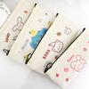 The New Popular Japanese Simple Large-capacity Pencil Case Ins Cartoon Bear Canvas Junior High School Student Pencil Stationery Box
