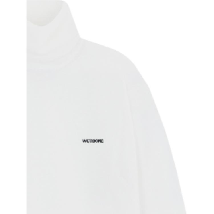WE11DONE Ss24 Solid Color Jacquard Logo Turtleneck Sweater Women Sweater White WD-KT0-24-614-W-WH