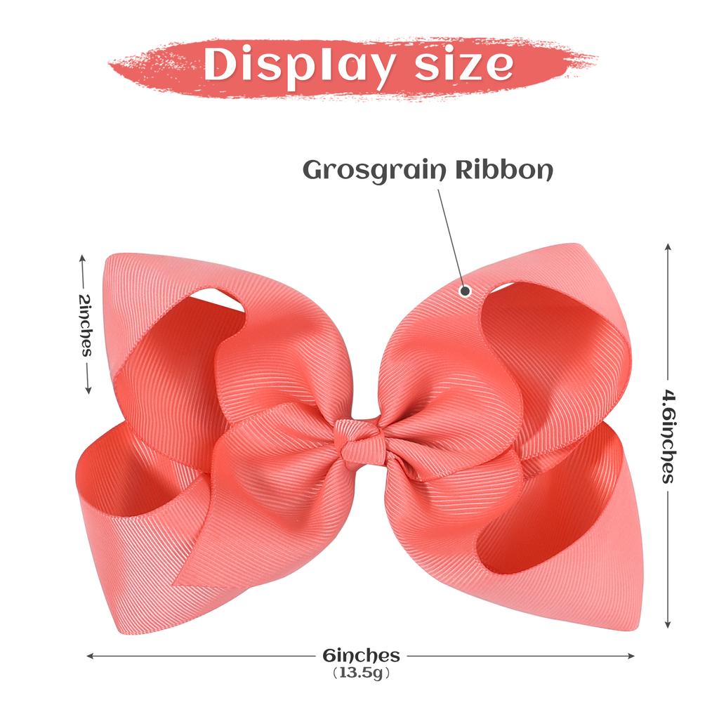 Cinta de Grosgrain Grande de 6 Pulgadas Lazos para el Cabello Lisos con Pinzas para Mujeres Niñas Niños Pinzas para el Cabello Tocado Boutique Broches para el Cabello Accesorios