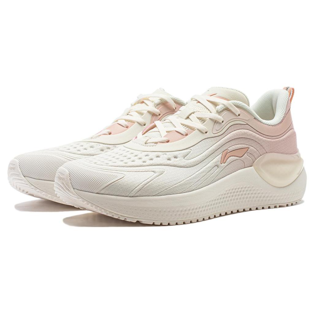 New LiNing EazGo Cushioning Wear Resistant Low Top Running Shoes Women's White Pink ARST042-2
