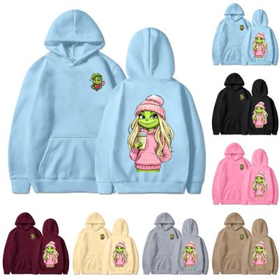Damen Rundhals Langarm Weihnachten Print Oberteil Kapuzenpullover
