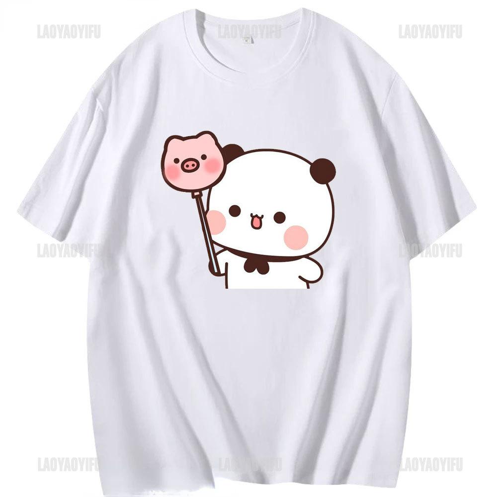 Tricou Kawaii Bubu Dudu pentru fată Tricou cu urs panda din desene animate Îmbrăcăminte unisex Tricou casual de vară Tricou Tricot Femeie Topuri din bumbac Unisex