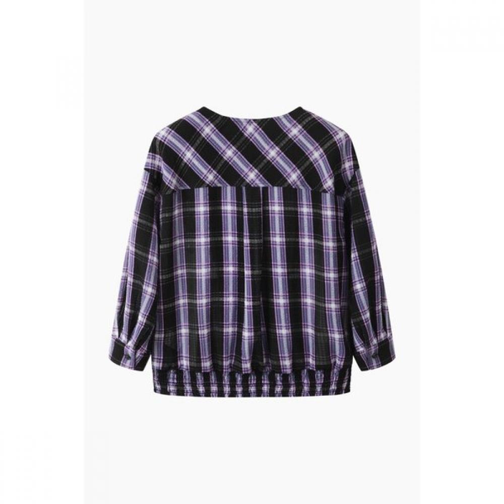 Benetton Smoking Hem Check Sheer Blouse Babl96631