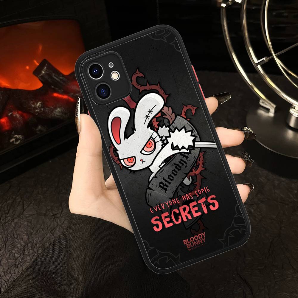 Anime B-Bloody Bunny For IPhone 16 15 14 Plus 13 12 11 Pro Max X XS MAX Translucent Matte Shockproof Cover