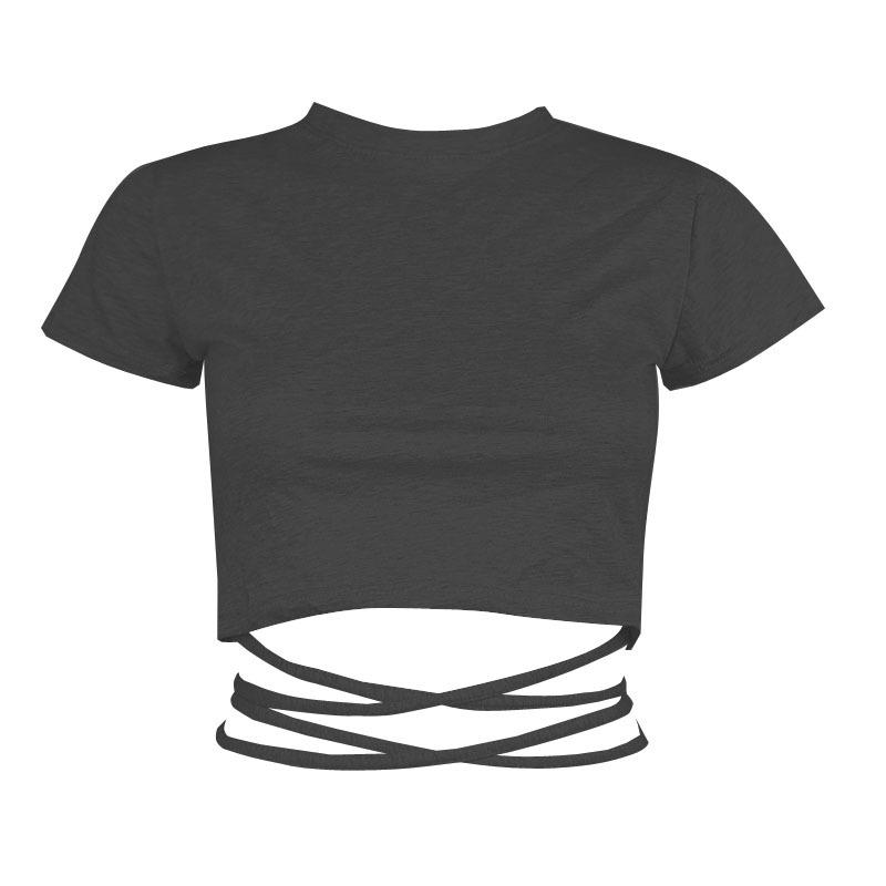 Trendy Evropský & Americký Dámský Zavazovací Bandážový Crop Top - Sexy, Zeštíhlující, Krátký Rukáv