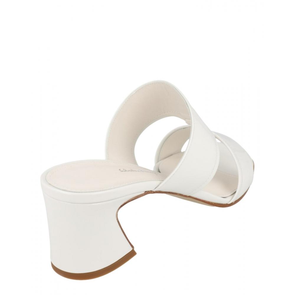 Salvatore Ferragamo Tot 55 Patent Leather Sandals White