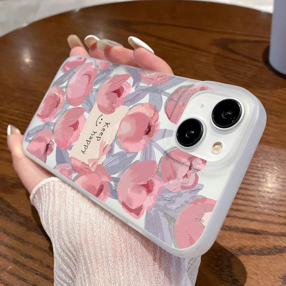 Handyhüllen für iPhone 11 13 15 Pro Max 12 14 Pro Max Hülle iPhone 16 15 Plus 13 Pro 12 Frosted Texture Painted Cartoon Flowers