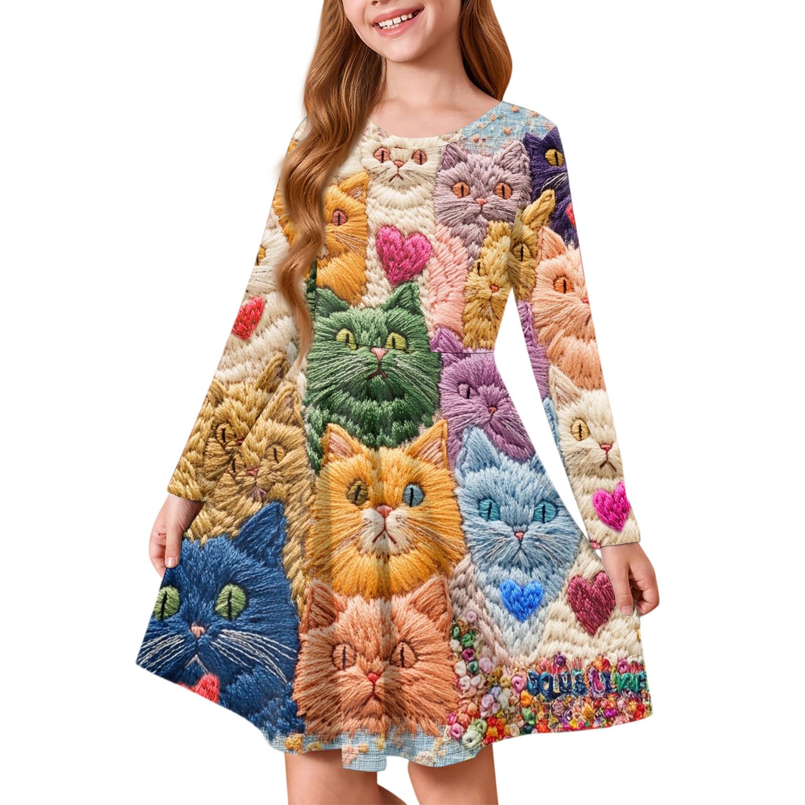 

Girls Summer Princess Dress - Long Sleeve A-Line T-Shirt Dress Valentine s Day 150