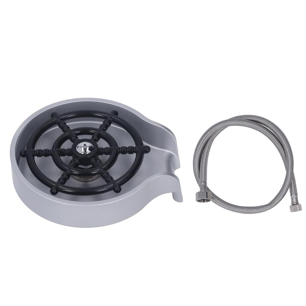 High Pressure Sink Glass Rinser Bar Automatic Cup Washer Kit with ABS Base 80cm Hose Silver