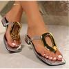Women Slippers 2025 New Summer Beach Slippers Luxury Flats Sandals Flip Flops Metal Shoes Slides Women Zapatos De Mujer