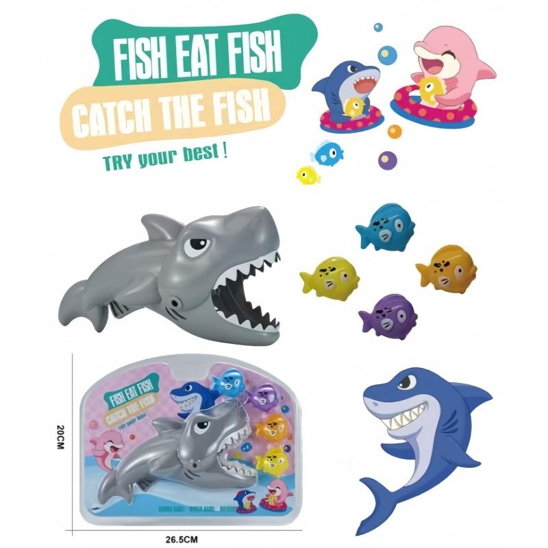 5Pcs Big Shark Eats Small Fish Water Play Toy Interactive Bath Fun Feeding Toys Bath Water Play Set Ideal Gift For Children