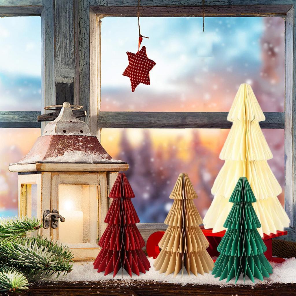 Christmas Paper Tree 4-Color Home Decorations Tabletop Christmas Tree Decoration For Holiday Winter Home Office Kitchen Room