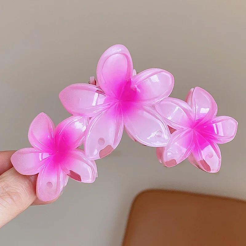 

1/6pcs Hawaiian Gradient Colorful Acrylic Egg Flower Sunflower Shark Sweet Hair Claws for Women Hairpins Vocation Beach 11cm